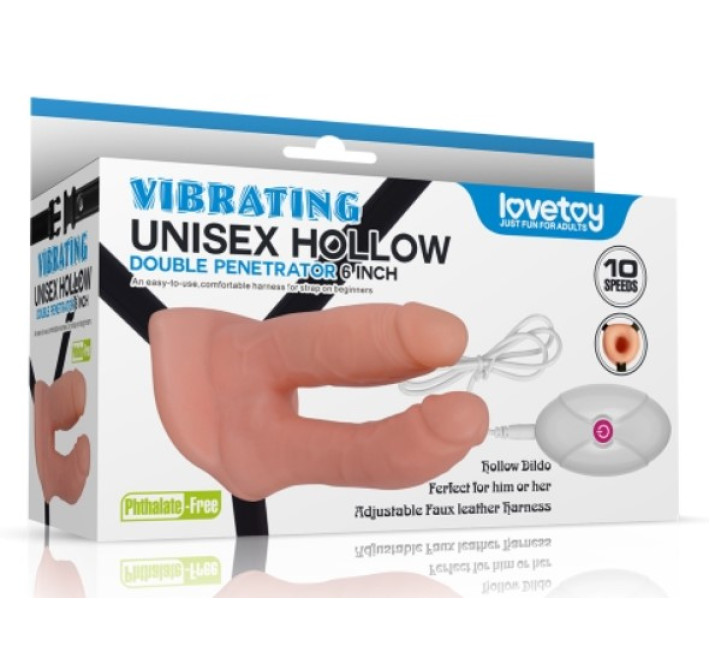 Страпон LoveToy Vibrating Unisex Hollow LVTOY050