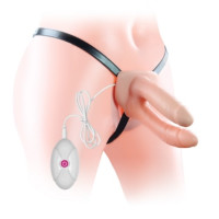 Страпон LoveToy Vibrating Unisex Hollow Strap On Телесный Страпон LoveToy Vibrating Unisex Hollow Strap On Телесный