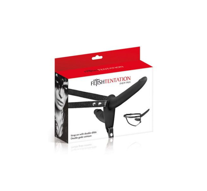 Двойной страпон Fetish Tentation Strap-On with Double Dildo Черный