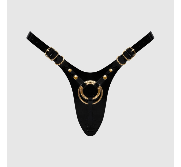 Трусики для страпона Strap-On-Me Leatherette Harness Fabulous - One Size - Black Glossy