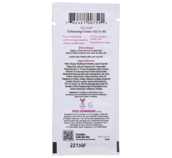Крем для збільшення члена Doc Johnson Plump Enhancing Cream For Men 7 мл