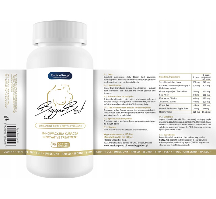 Таблетки для увеличения груди Medica Group 90 капсул