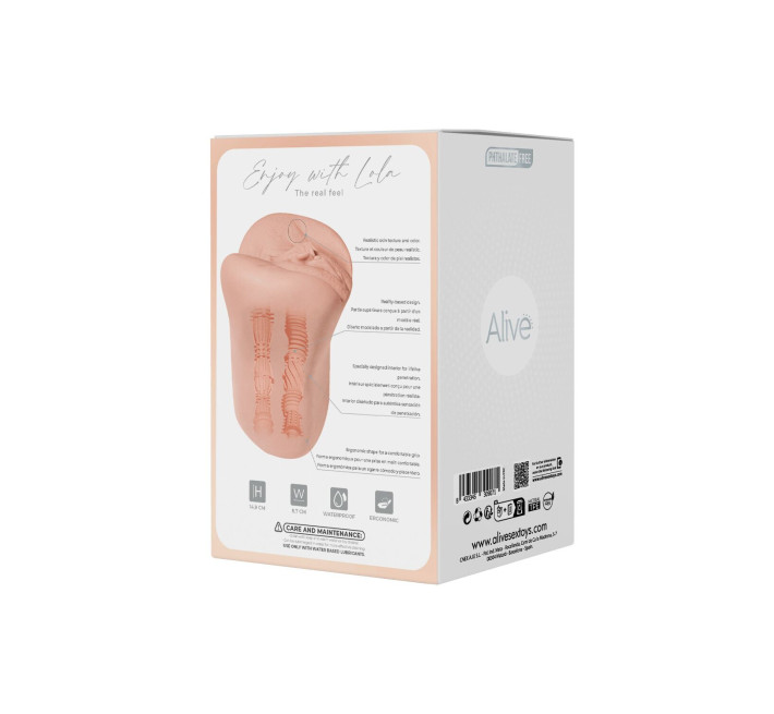 Мастурбатор-вагина + попка Alive Lola Super Realistic Masturbator L Flesh, два канала, реалистик