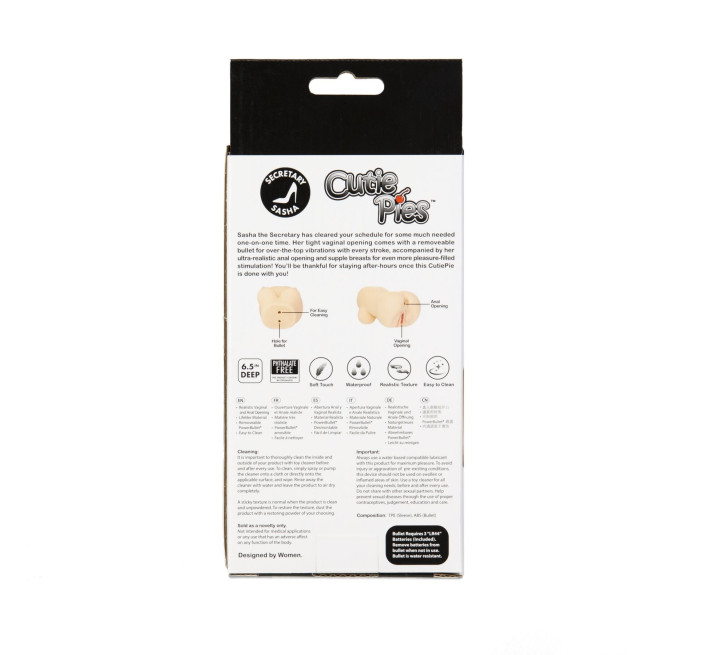 Мастурбатор-вагіна та попка Cutie Pies Secretary Sasha Vagina&Ass Masturbator, віброкуля в подарунок