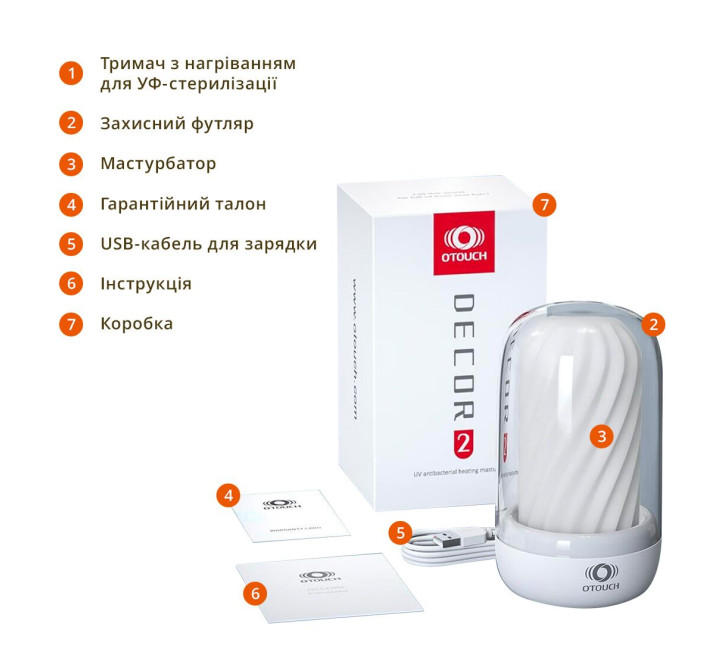 Мастурбатор Otouch DECOR 2, TPE, підігрів до 55 °C, УФ-дезінфекція