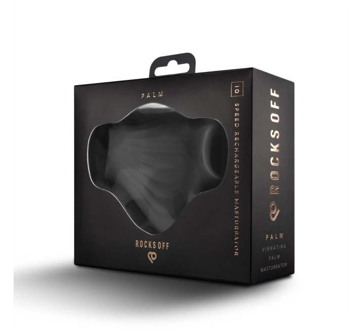 Мастурбатор Rocks Off Palm Black, петлі для пальців, 10 режимів