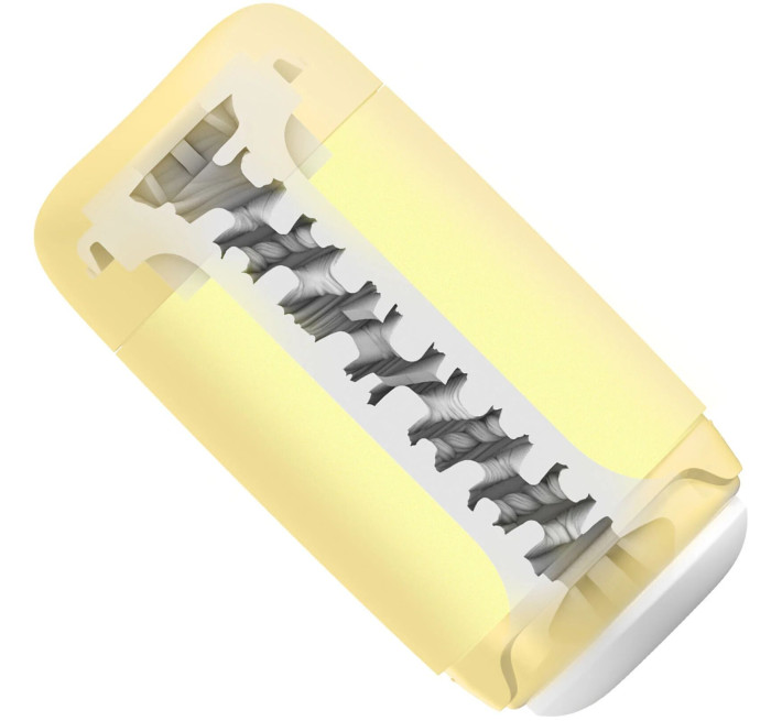 Мастурбатор TENGA PUFFY Custard Yellow, ультрамягкий материал, многоразовый, сквозной