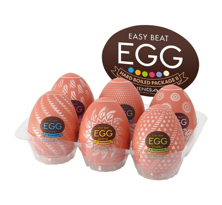 Набір мастурбаторів-яєць Tenga Egg Hard Boilded II Pack (6 яєць), щільний TPE, опукла текстура