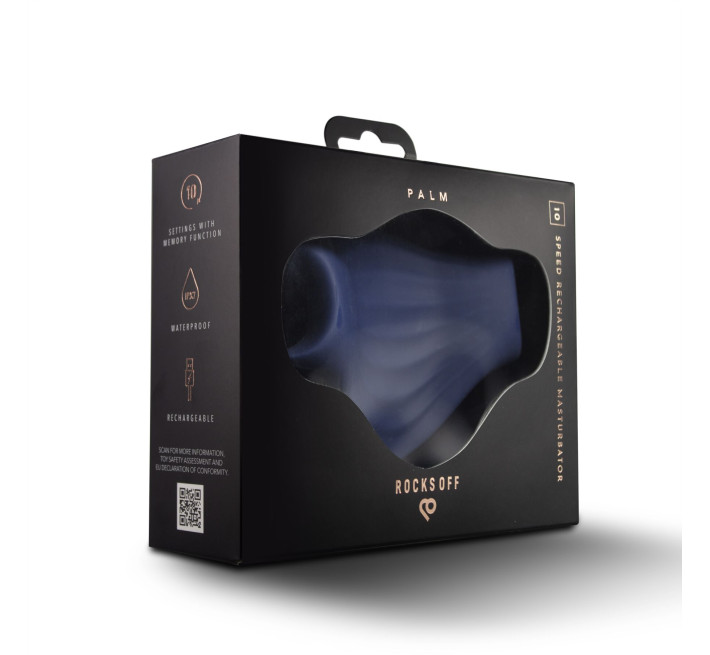 Мастурбатор Rocks Off Palm Blue, петли для пальцев, 10 режимов