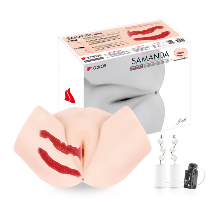 Мастурбатор-півторс Kokos Samanda 2WayPlus з функцією масажу та вібрацією, два входи: вагіна та попка