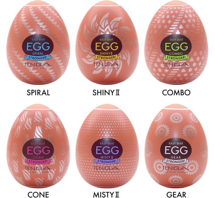 Набір мастурбаторів-яєць Tenga Egg Hard Boilded II Pack (6 яєць), щільний TPE, опукла текстура