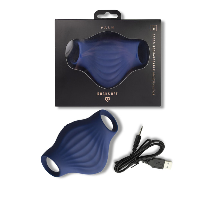 Мастурбатор Rocks Off Palm Blue, петли для пальцев, 10 режимов