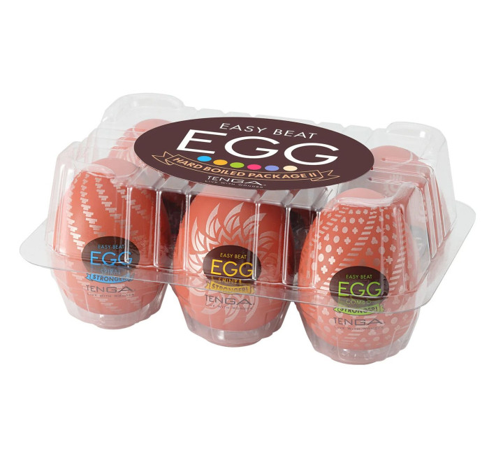 Набір мастурбаторів-яєць Tenga Egg Hard Boilded II Pack (6 яєць), щільний TPE, опукла текстура