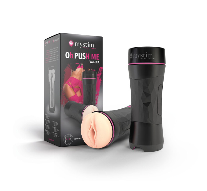 Мастурбатор-вагіна Mystim O(h) PUSH ME Vagina, можна стискати та регулювати вакуум