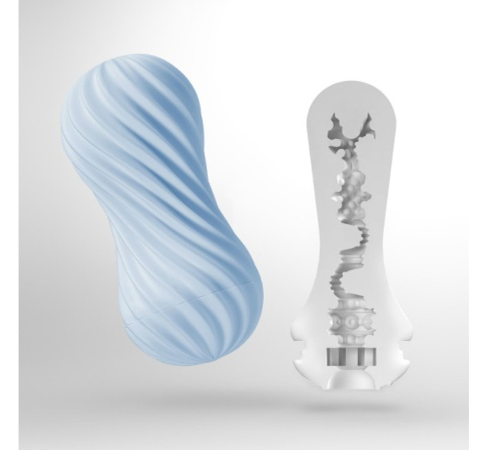 Мастурбатор Tenga FLEX Bubbly Blue с изменяемой интенсивностью, можно скручивать, вакуум