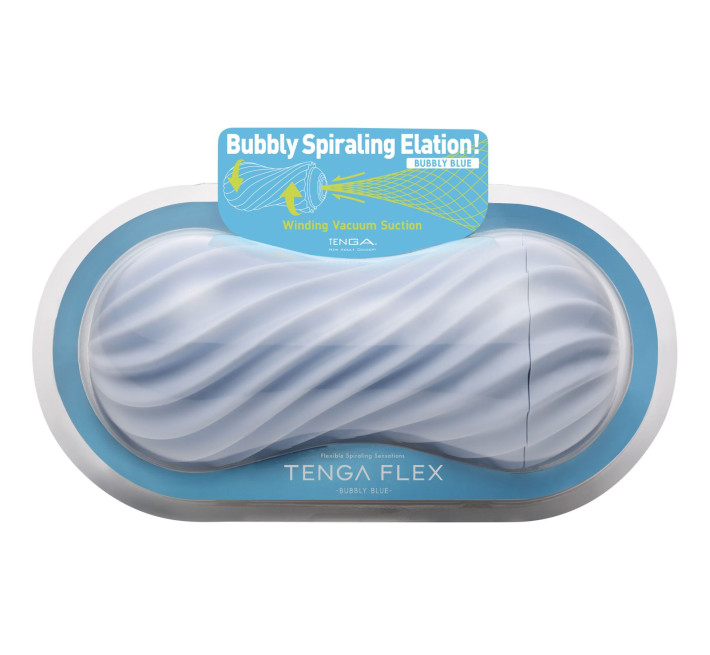 Мастурбатор Tenga FLEX Bubbly Blue с изменяемой интенсивностью, можно скручивать, вакуум