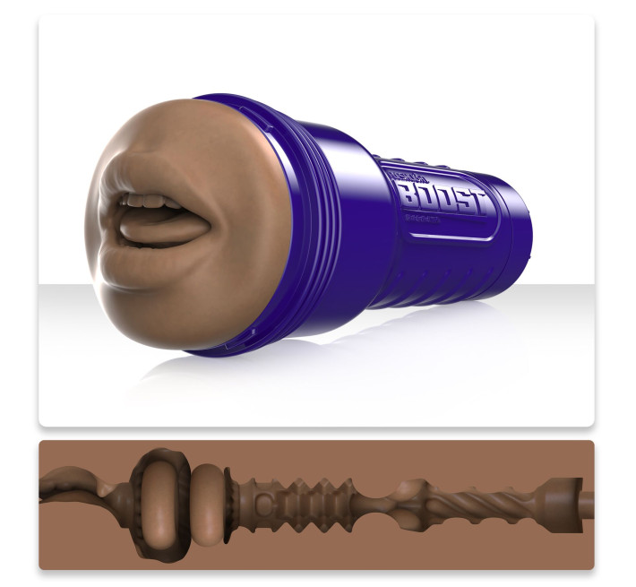 Мастурбатор-ротик Fleshlight Boost Blow Medium Dark Flesh, плаваючі кільця Turbo Tech