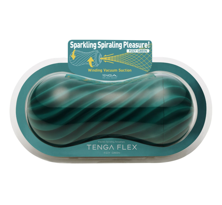 Мастурбатор Tenga FLEX Fizzy Green зі змінною інтенсивністю, можна скручувати, вакуум