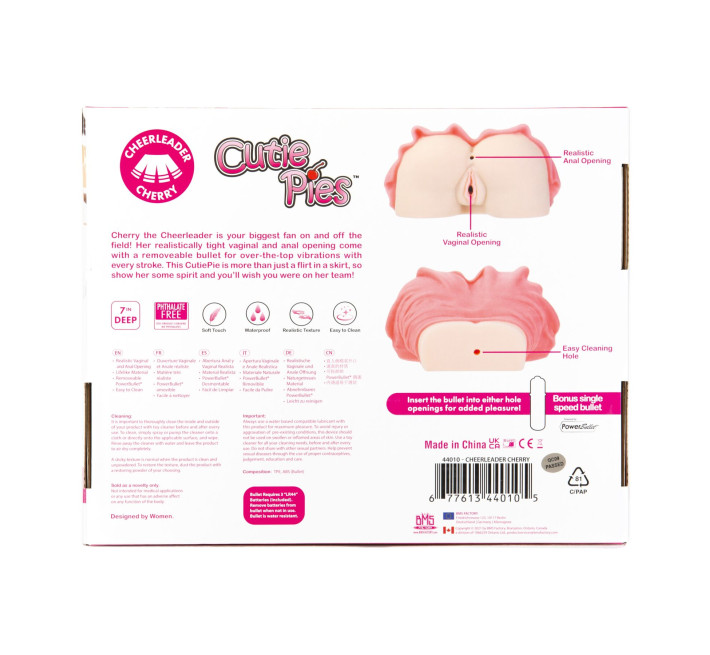 Мастурбатор-вагина и попка CutiePies, Cheerleader Cherry, Vagina & Ass Masturbator, глубина 17,8 см