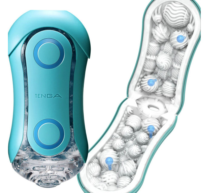 Мастурбатор Tenga Flip Orb — Ocean Blue, с изменяемым сжатием, со стимулирующими шариками внутри