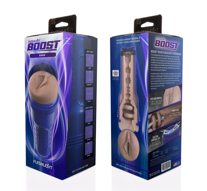 Мастурбатор-вагіна Fleshlight Boost Bang Light Medium Flesh, плаваючі кільця Turbo Tech