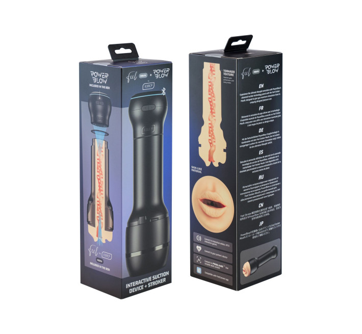 Мастурбатор-ротик Kiiroo Feel Mouth зі всмоктувальною інтерактивною насадкою PowerBlow Combo Set