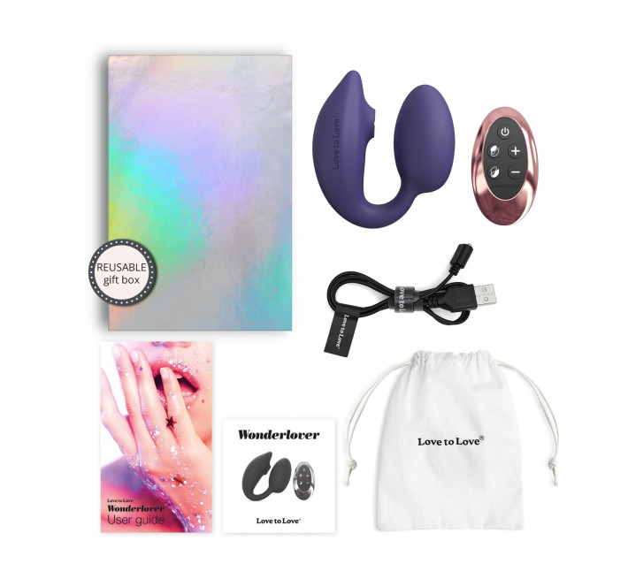 Віброяйце з вакуумною кліторальною стимуляцією Love To Love Wonderlover MIDNIGHT INDIGO