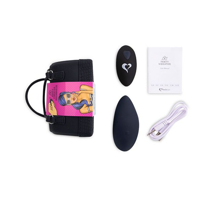 Вібратор в трусики FeelzToys Panty Vibrator Чорний з пультом дистанційного керування, 6 режимів роботи, сумочка-чохол