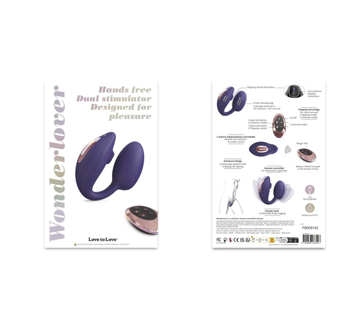 Віброяйце з вакуумною кліторальною стимуляцією Love To Love Wonderlover MIDNIGHT INDIGO