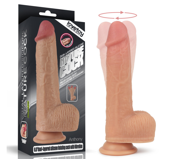 Вібратор LoveToy Dual-Layered Silicone Rotating Cock With Vibration Anthony 8.5 Flesh