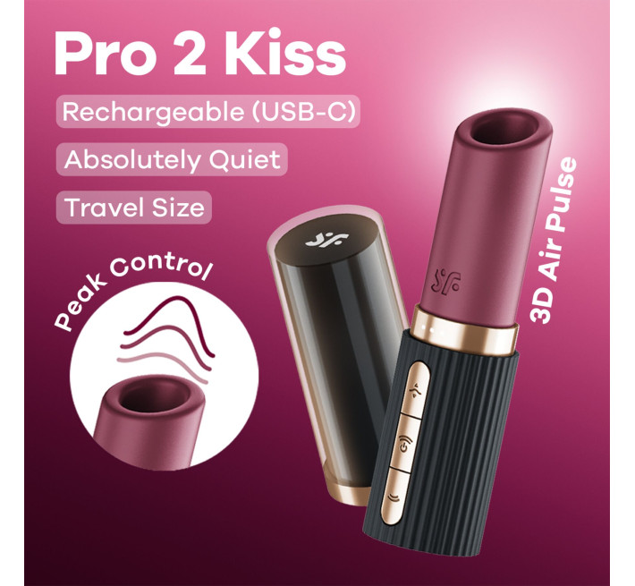 Вакуумний стимулятор Satisfyer Pro 2 Kiss, магнітна технологія 3D Air Pulse, 30 режимів, кришечка