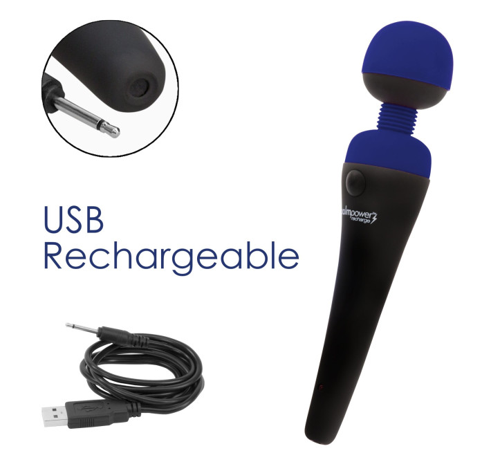 Вибромассажер PalmPower Recharge Blue, перезаряжаемый, гибкая головка, тревел-замок