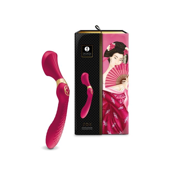 Вібромасажер Shunga Zoa Raspberry, двосторонній