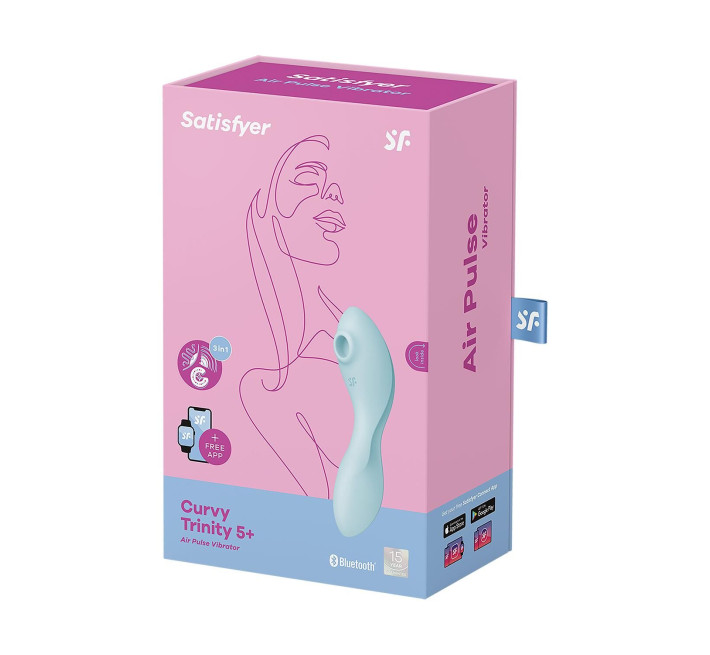 Вакуумний смарт-стимулятор із вібрацією Satisfyer Curvy Trinity 5 (Blue), керування зі смартфона