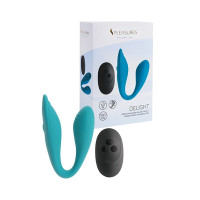 Подвійний вібратор S Pleasures Premium Delight, бірюзовий, для клітора та точки G, 10 режимів Подвійний вібратор S Pleasures Premium Delight, бірюзовий, для клітора та точки G, 10 режимів