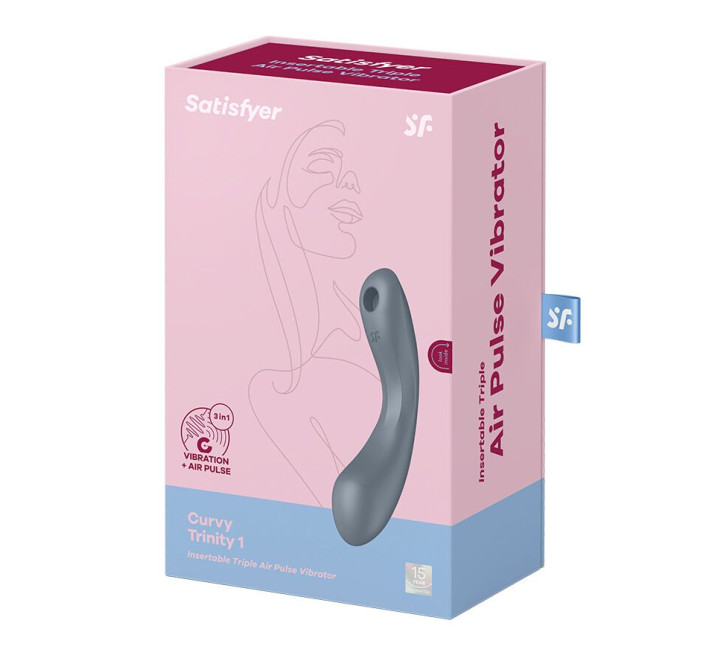 Вакуумный стимулятор с вибрацией Satisfyer Curvy Trinity 1 Bluegrey, игрушка 3в1