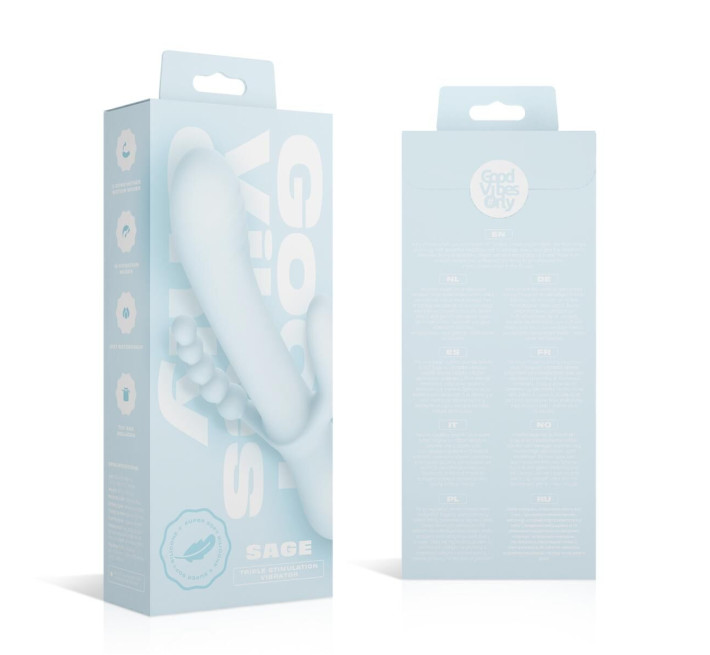 Вібратор-кролик Good Vibes Only - SAGE Triple Stimulation Vibe Soft Silicone - Blue