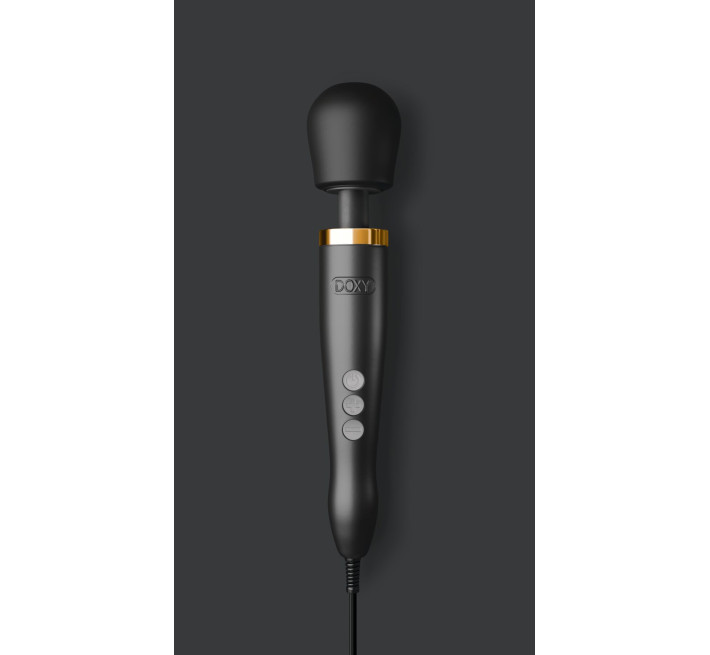 Преміальний вібромасажер DOXY Die Cast матово-чорний, з покриттям із 24-каратного золота