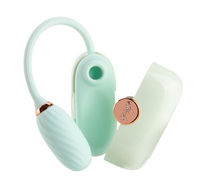 Вакуумний кліторальний стимулятор Otouch Louis Vibrate Teal з віброяйцем, у кейсі