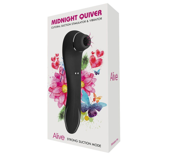 Вібратор і вакуумний стимулятор Alive Midnight Quiver Black - іграшка 2 в 1