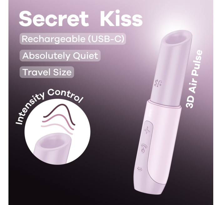 Вакуумний стимулятор Satisfyer Secret Kiss, магнітна технологія 3D Air Pulse, 30 режимів, кришечка