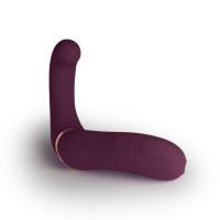 Двойной вибратор Rocks Off Gemini Burgundy, 2 мотора, по 10 режимов, сменное положение ручки