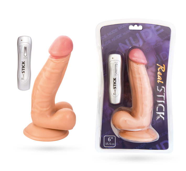Вібратор Toyfa RealStick Nude 7 режимів вібрації 15,5 см