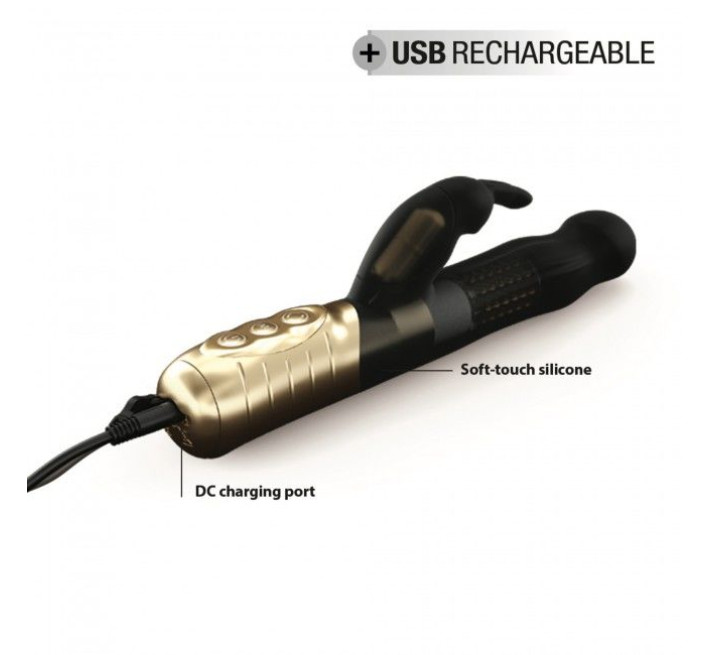 Вибратор-кролик Dorcel Baby Rabbit Gold 2.0 с жемчужным массажем и вращающейся головкой