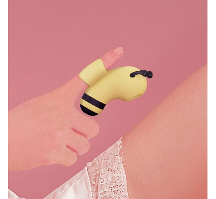 Вакуумний стимулятор із мікрострумами KISSTOY Beebe Yellow, на палець