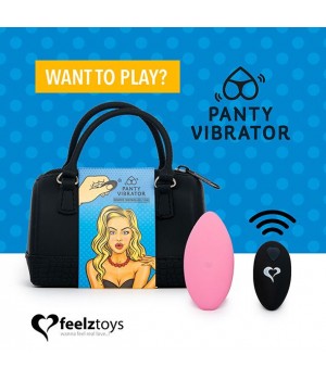 Вібратор в трусики FeelzToys Panty Vibrator Рожевий з пультом дистанційного керування, 6 режимів роботи, сумочка-чохол