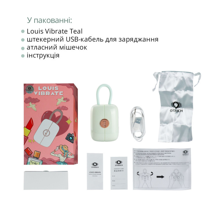 Вакуумний кліторальний стимулятор Otouch Louis Vibrate Teal з віброяйцем, у кейсі