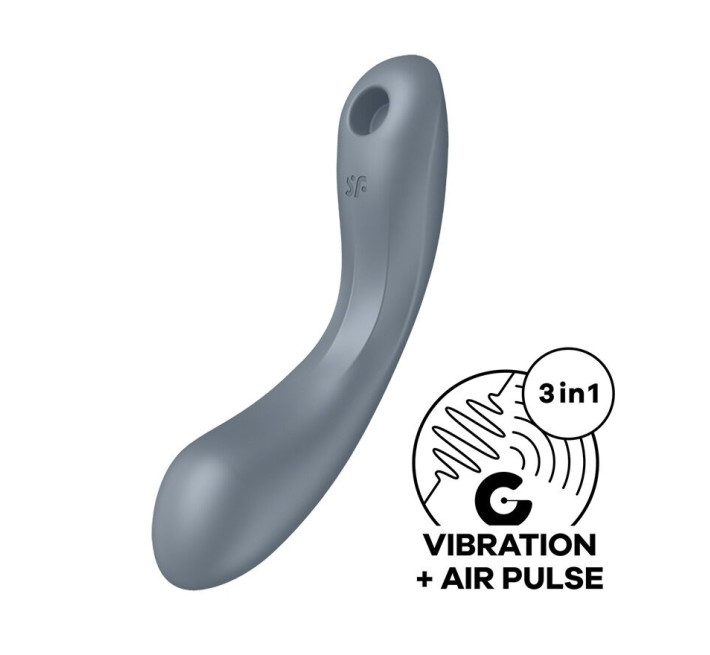 Вакуумный стимулятор с вибрацией Satisfyer Curvy Trinity 1 Bluegrey, игрушка 3в1