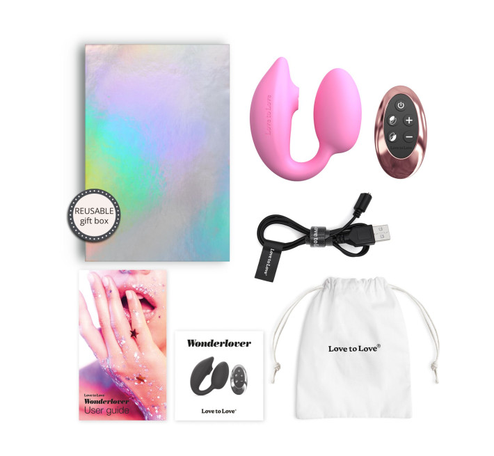 Виброяйте с вакуумной клиторальной стимуляцией Love To Love Wonderlover PINK PASSION