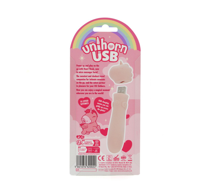 Вібратор-єдиноріжка Unihorn USB Bullet - Heart Throb, віброкуля, USB-зарядка